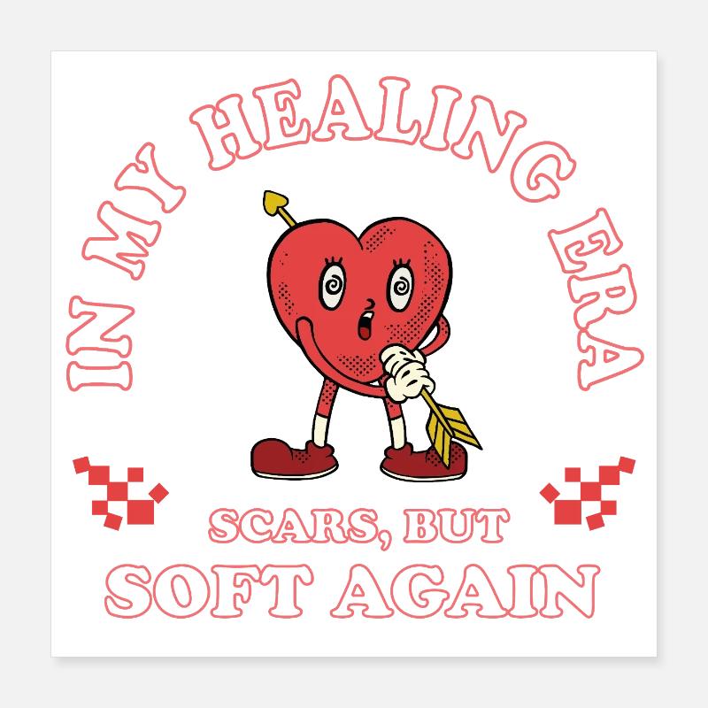 Dans mon ère de guérison – Retro Comic Heart Poster 40 x 40 cm