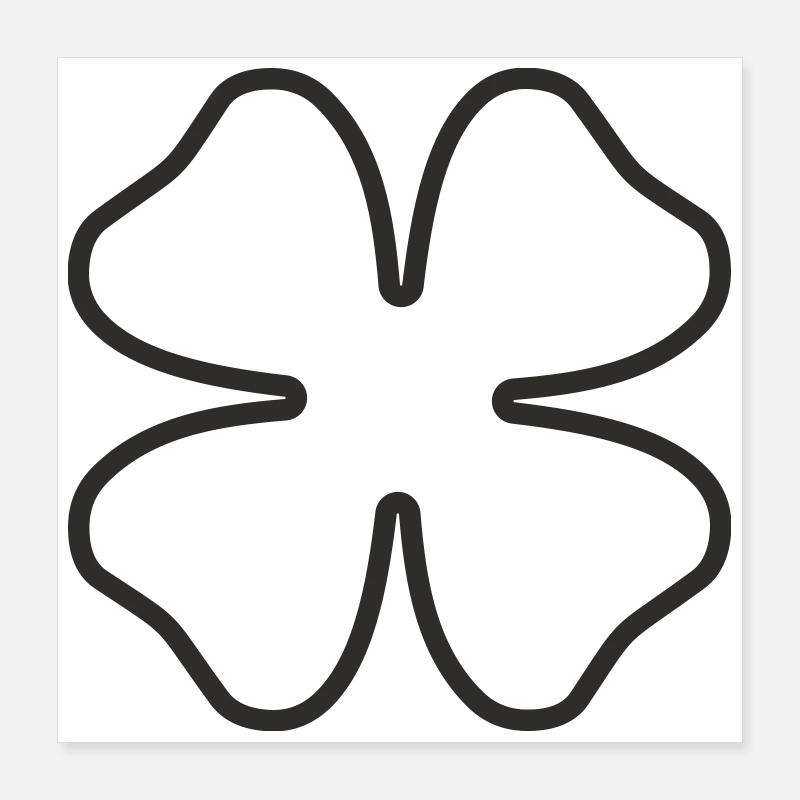 Kleeblatt Glücksbringer – Minimalistisches Design Poster 40x40 cm