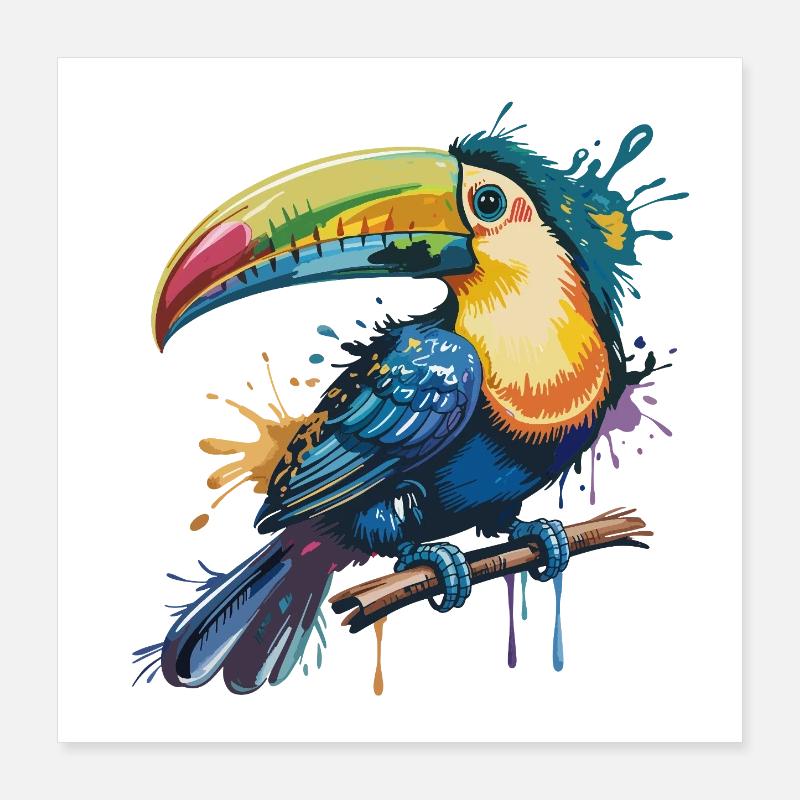 Explosion colorée de toucan Poster 40 x 40 cm
