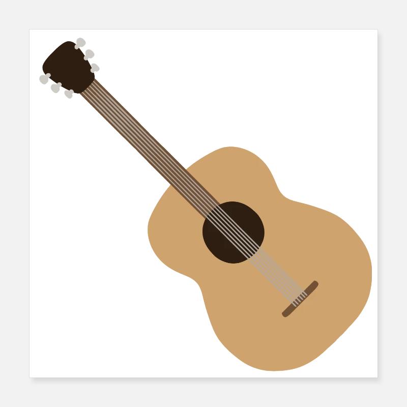 Silhouette de guitare acoustique Poster 40 x 40 cm