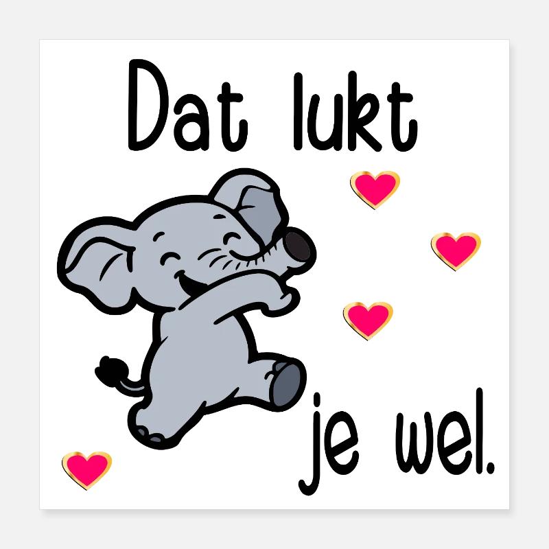 Examens Motivation Éléphant Poster 40 x 40 cm