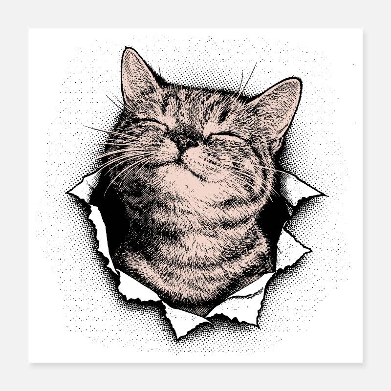 Chat le plus mignon – Design vintage de chats en demi-teinte Poster 40 x 40 cm