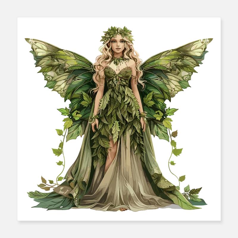 Papillon Fée de la Forêt Poster 40 x 40 cm