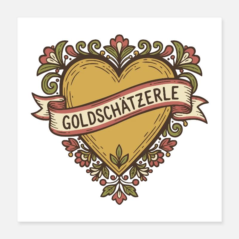 Goldschätzerle - dialecte proverbe du Bade Poster 40 x 40 cm