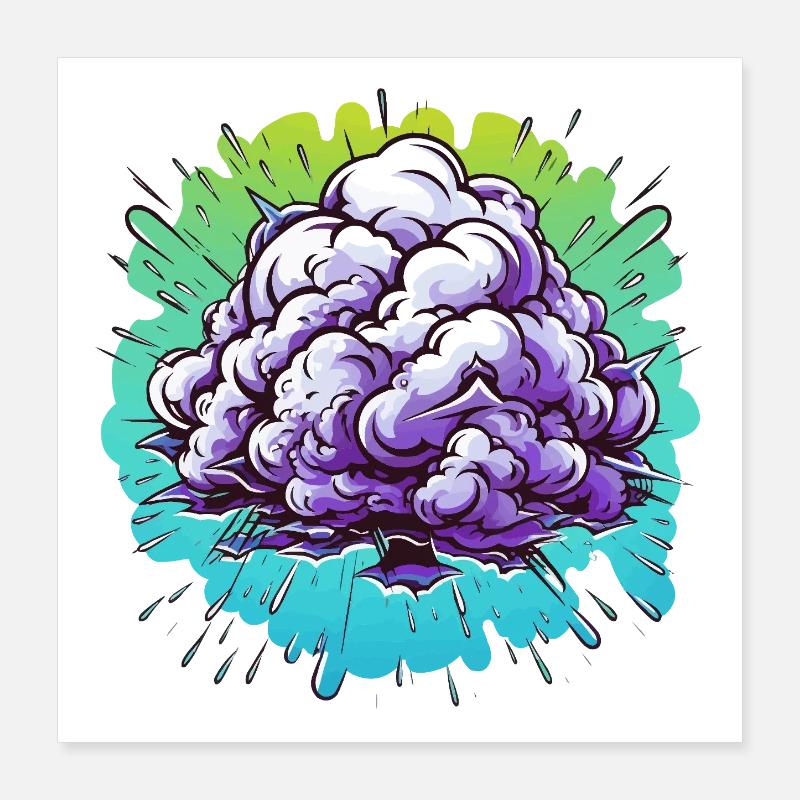 Lila Nebelknäuel Explosion Poster 40x40 cm