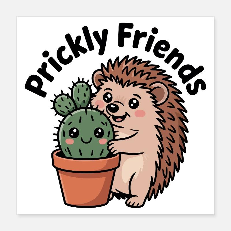 Cactus-friendly hedgehog Poster 16" x 16" (40x40 cm)