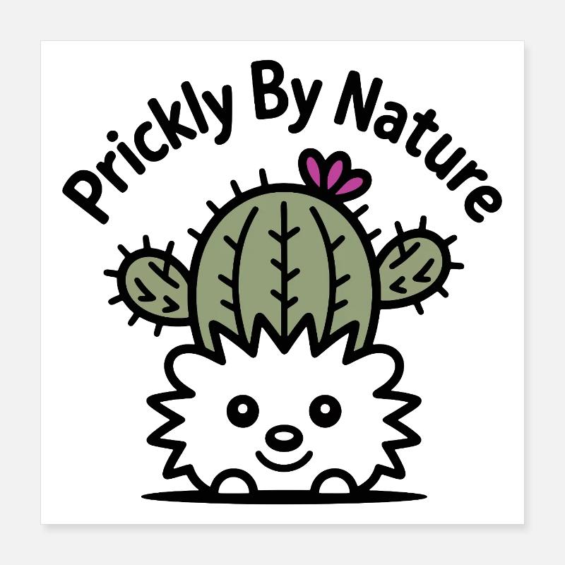 Cactus hérisson avec fleur Poster 40 x 40 cm