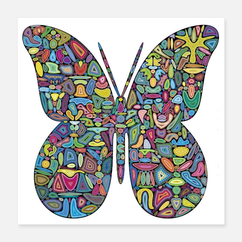 Farbspektakel-Schmetterling Poster 40x40 cm