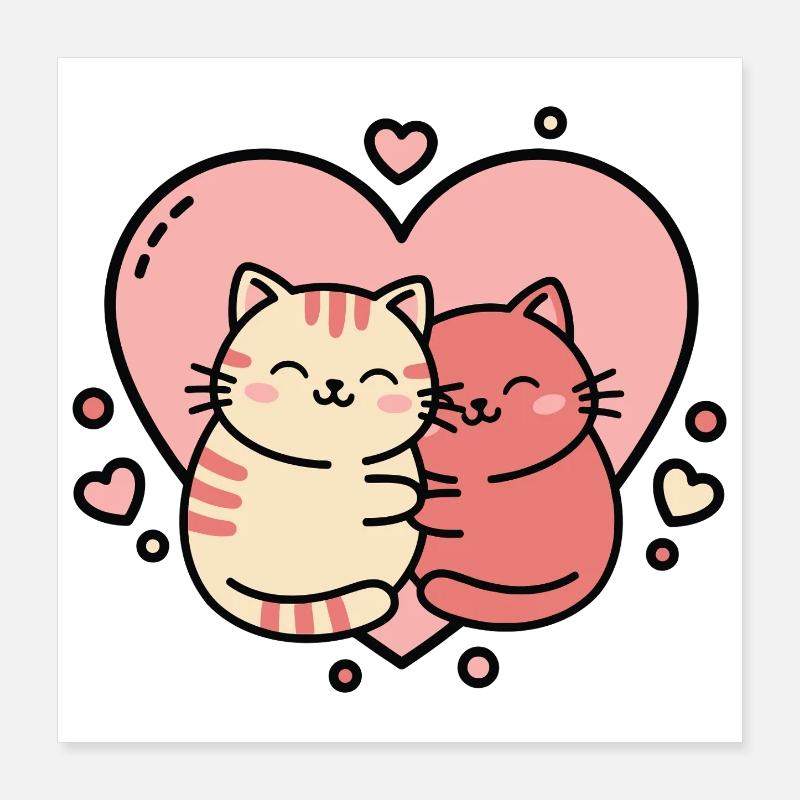 Duo de câlins de chat sincères Poster 40 x 40 cm