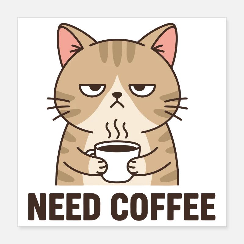 Coffee Angry Cat Poster 16" x 16" (40x40 cm)