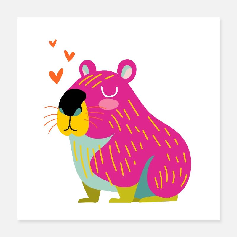 Glückliches Kapybara Poster 40x40 cm