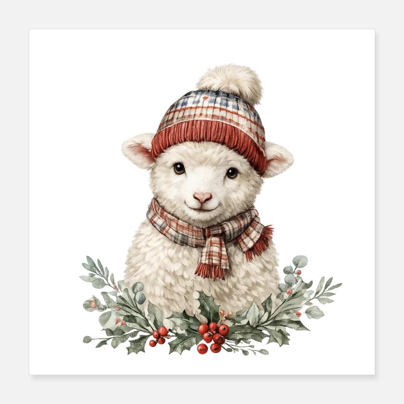 Brebis d’hiver avec écharpe Poster 40 x 40 cm