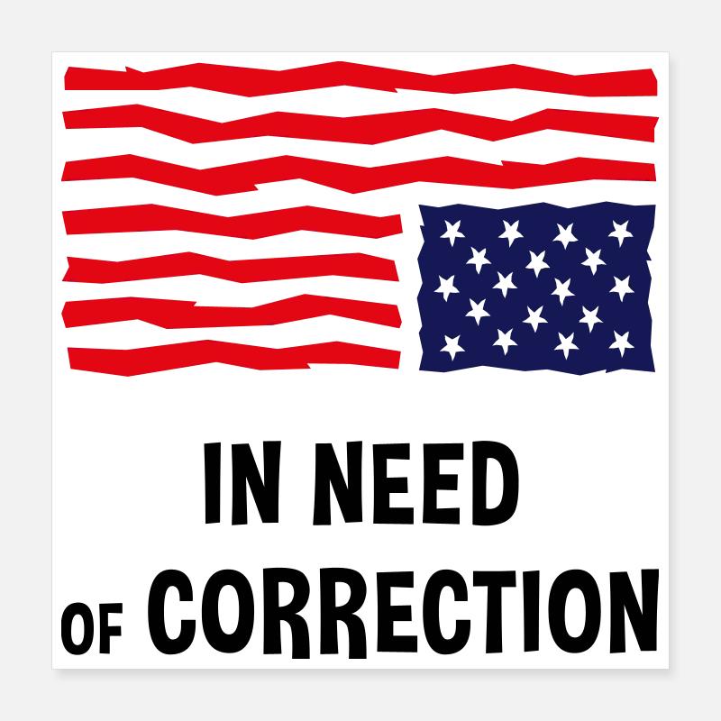 In Need Of Correction (US Flag Upside Down) Poster 16" x 16" (40x40 cm)