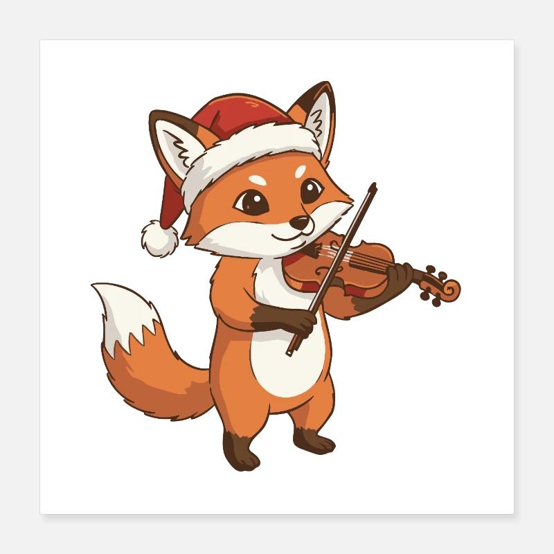 Weihnachtsfuchs-Tier spielt Geigenkunst Poster 40x40 cm