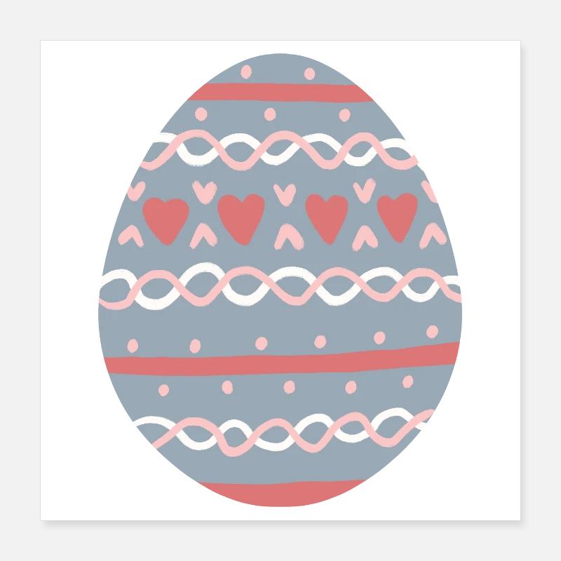 Pastel Hearts Egg Pattern Poster 40x40 cm