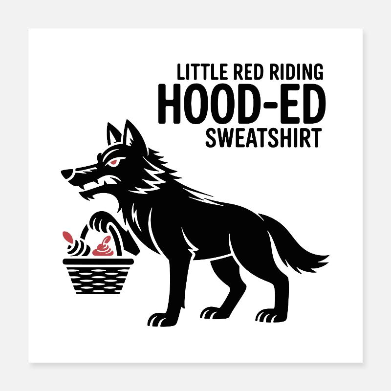 Fairy tale wolf with basket Poster 16" x 16" (40x40 cm)