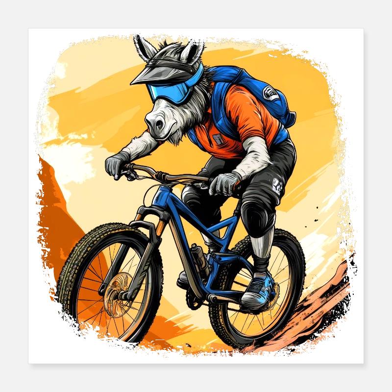 Vélo de montagne âne / Âne à vélo Poster 40 x 40 cm