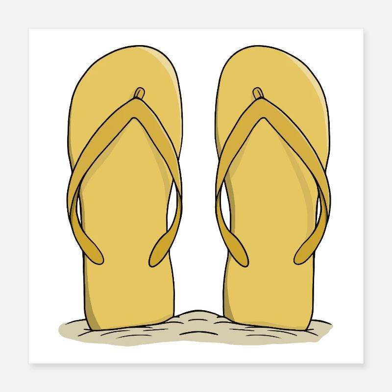 Sunny Beach Flip-Flops Poster 40x40 cm