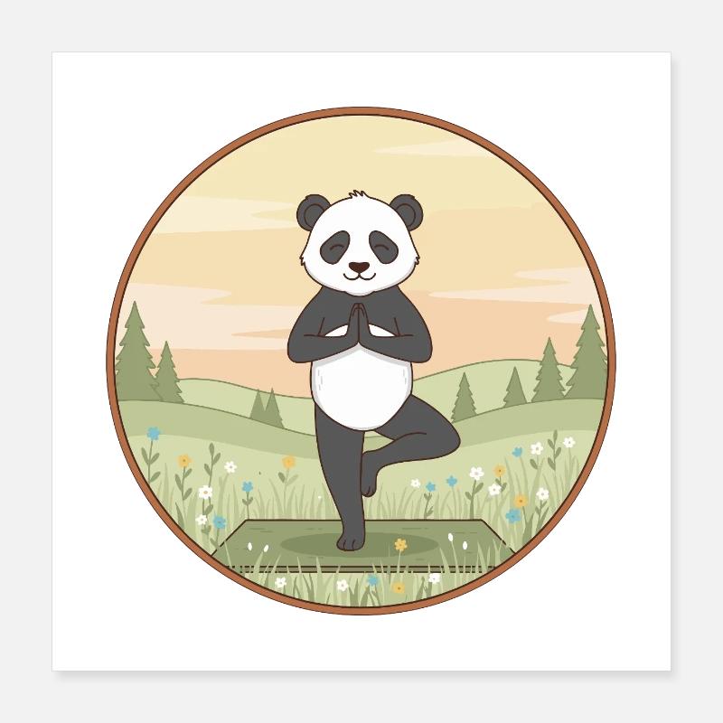Yoga Panda Bear faisant de l’art en posture d’arbre Poster 40 x 40 cm