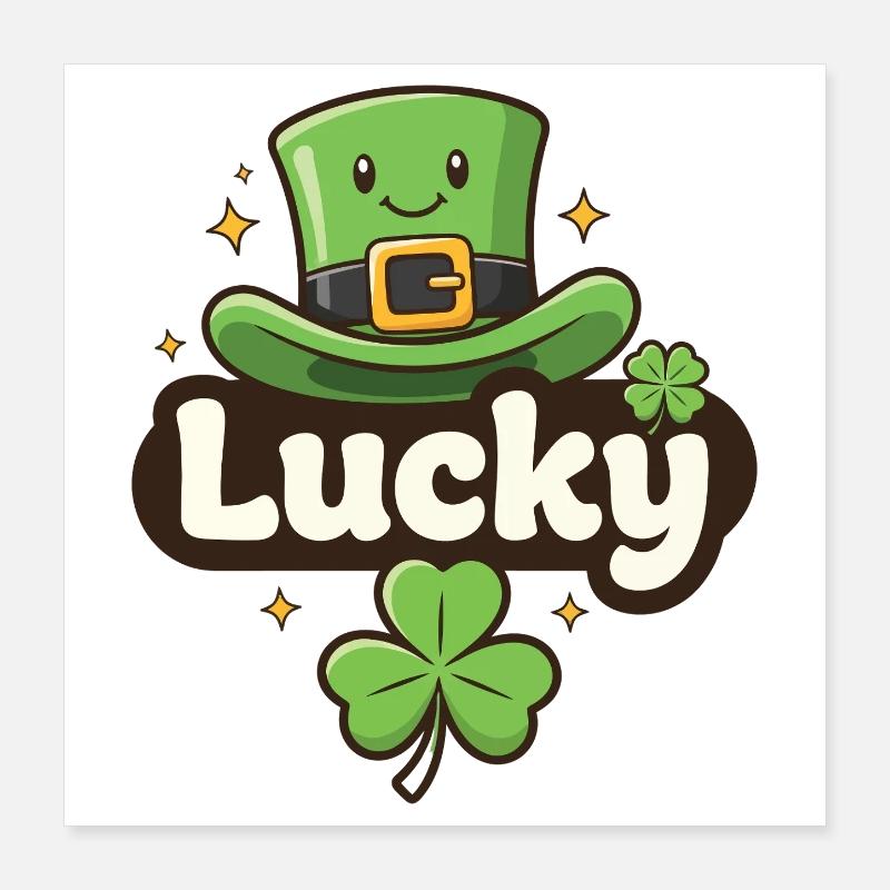 Lucky Leprechaun Hat Cartoon Poster 16" x 16" (40x40 cm)