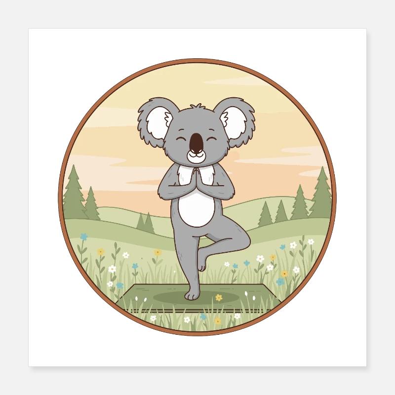 Yoga Koala Bear réalisant des postures d’arbre Poster 40 x 40 cm