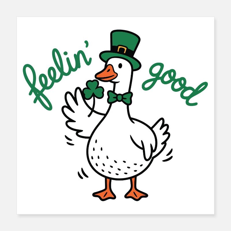 Glücksduck-Leprechaun-Geist Poster 40x40 cm