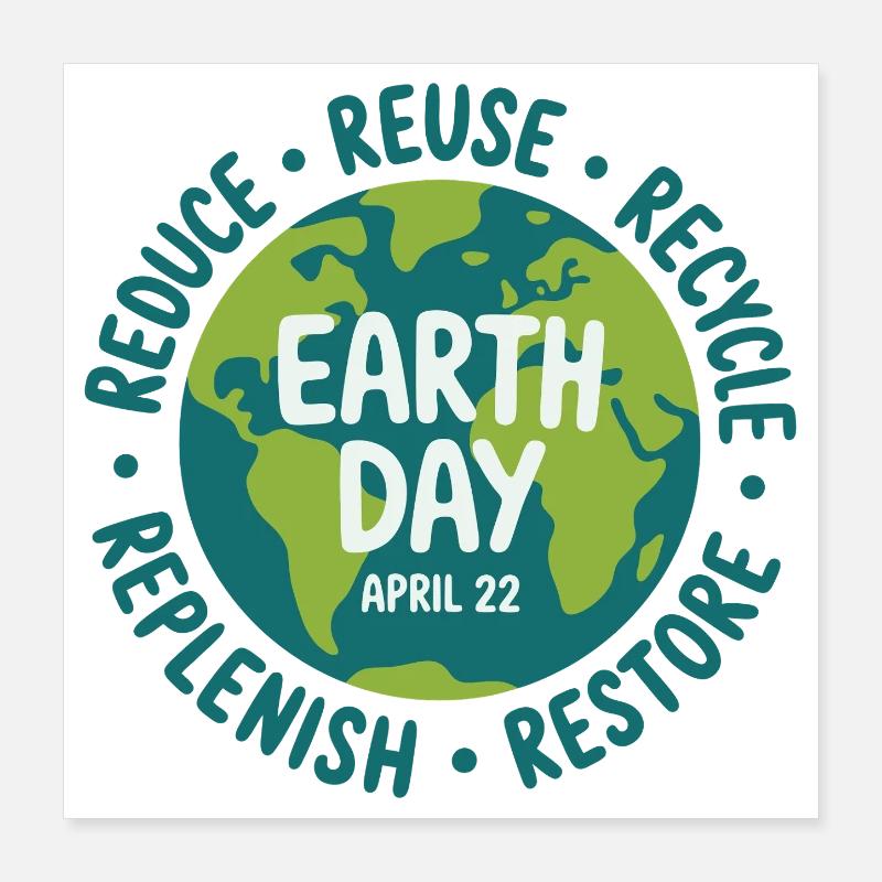 Logo de réutilisation de la Journée de la Terre Poster 40 x 40 cm