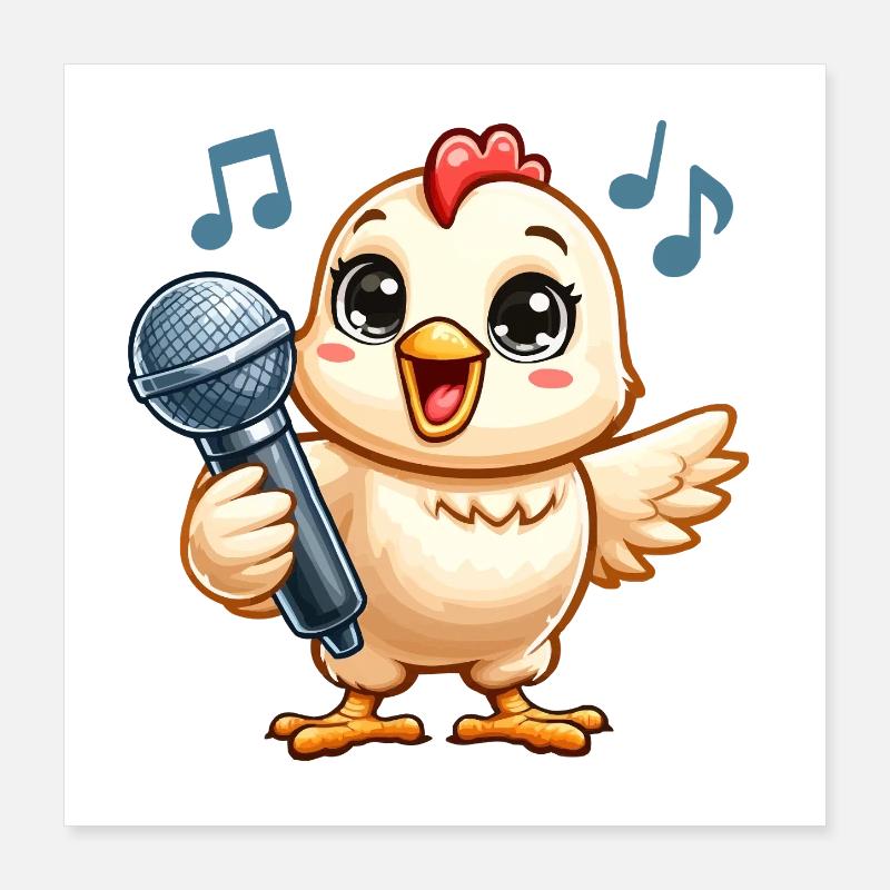 Chick Karaoke with Microphone Poster 16" x 16" (40x40 cm)