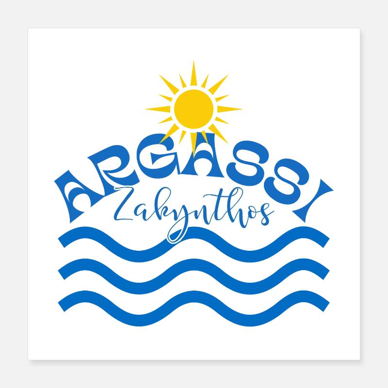 Argassi Zakynthos Sun Waves Poster 16" x 16" (40x40 cm)
