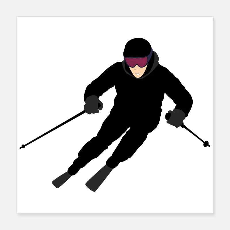 Dynamischer Skifahrer Poster 40x40 cm