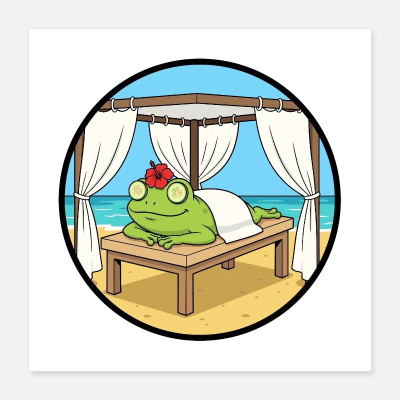 Art relaxant de la grenouille de plage Spa Poster 40 x 40 cm