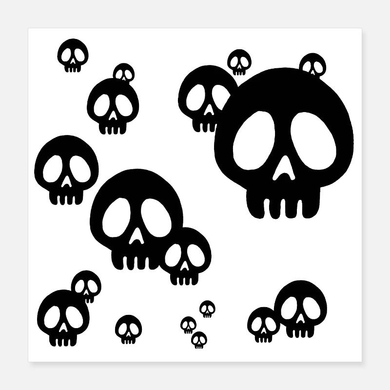 Invasion de crânes noirs Poster 40 x 40 cm