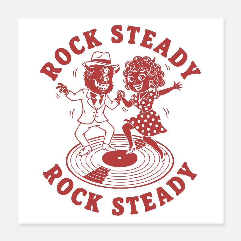 Couple de danse rock steady sur vinyle Poster 40 x 40 cm
