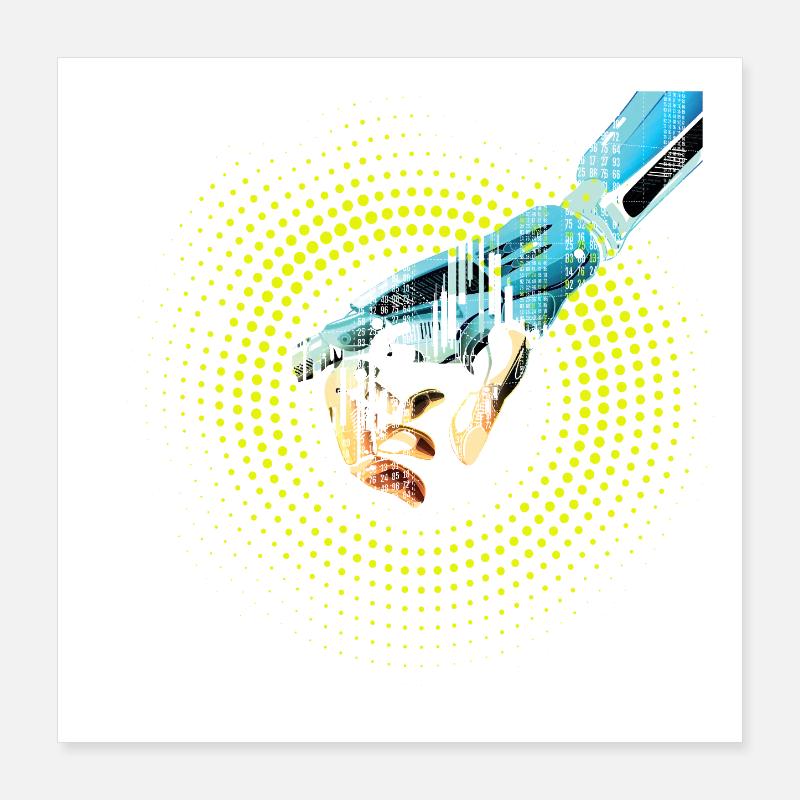 computer hand robot AI digital cyborg code pc Poster 16" x 16" (40x40 cm)