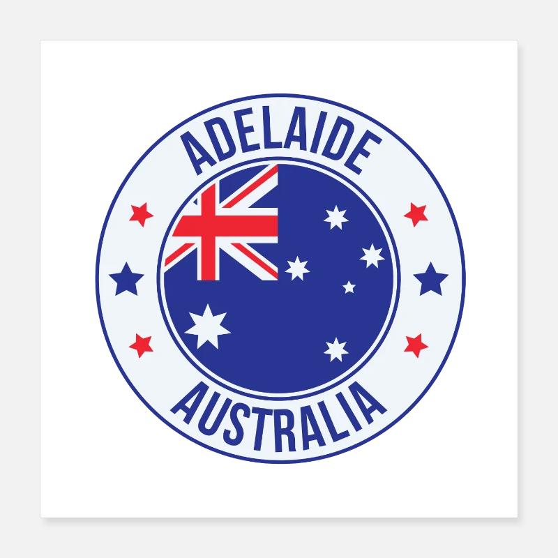 Adelaide Australien Runde Emblem Poster 40x40 cm