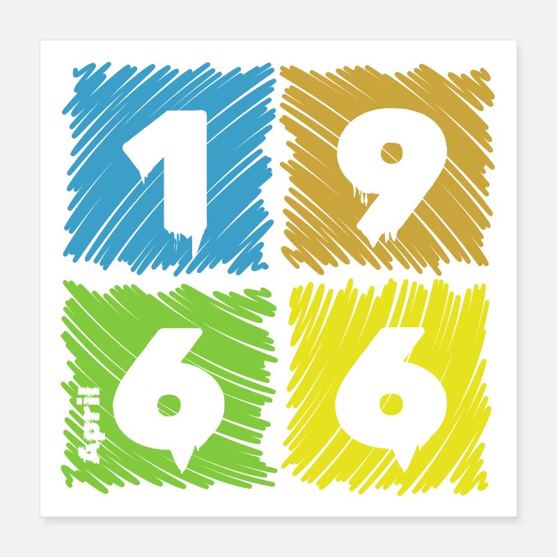 60th Birthday Colored Patches since 04/1966 Poster 16" x 16" (40x40 cm)