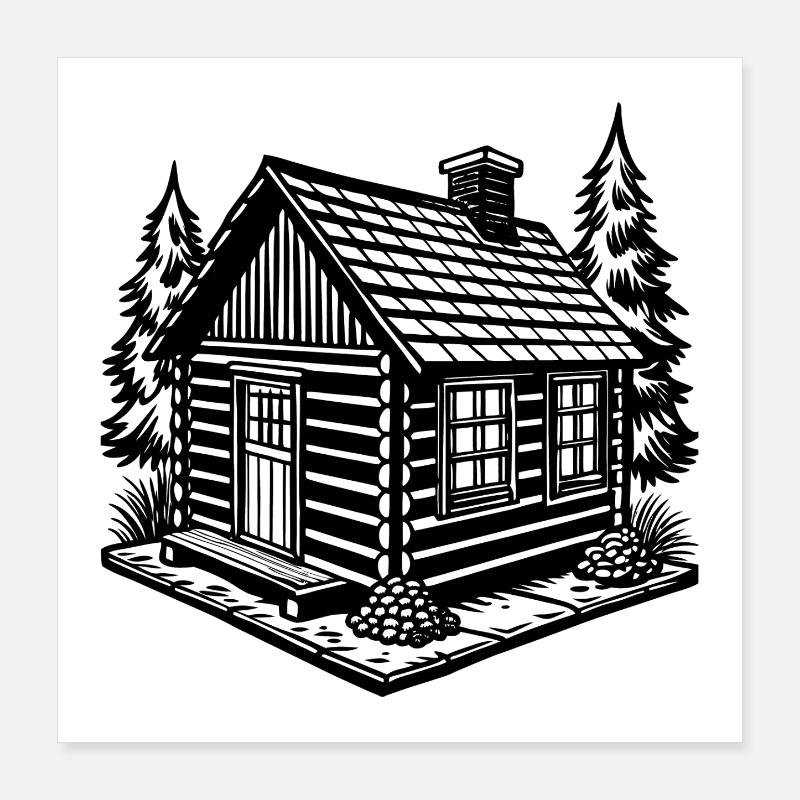 Cabane en rondins Poster 40 x 40 cm