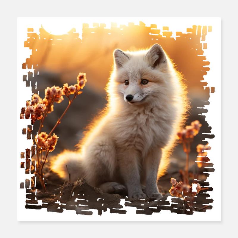 Arctic fox in the Sobbeb sinking Poster 16" x 16" (40x40 cm)