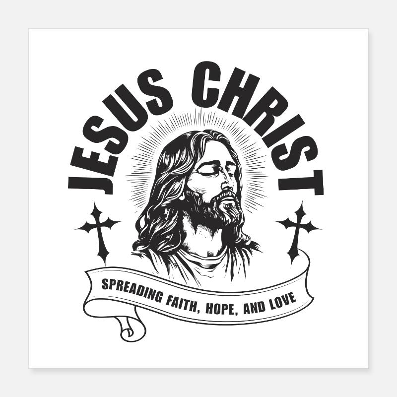 Jesus-Christus-Porträt mit Glaubensband Poster 40x40 cm