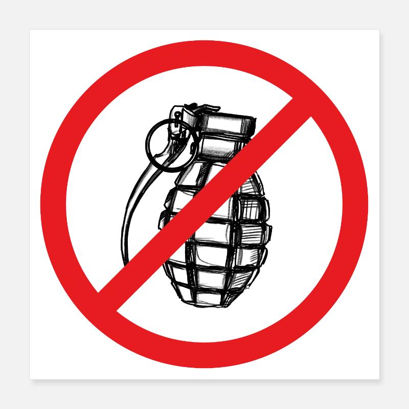 Grenade interdite ! Paix ! - Illustration Poster 40 x 40 cm