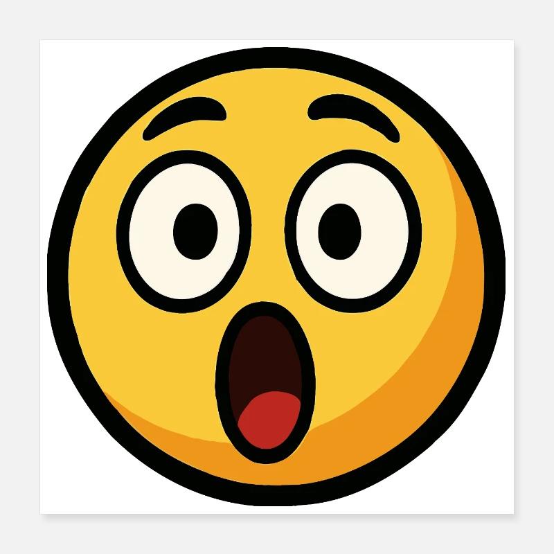 Scared Emoticon Pronounced Face Poster 16" x 16" (40x40 cm)