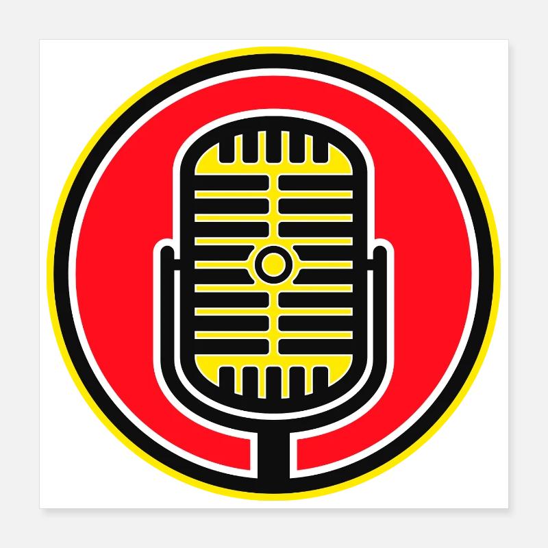 Retro-Mikrofonabzeichen Poster 40x40 cm