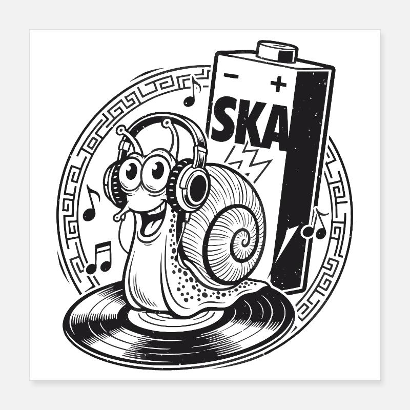 Escargot Ska avec casque Poster 40 x 40 cm