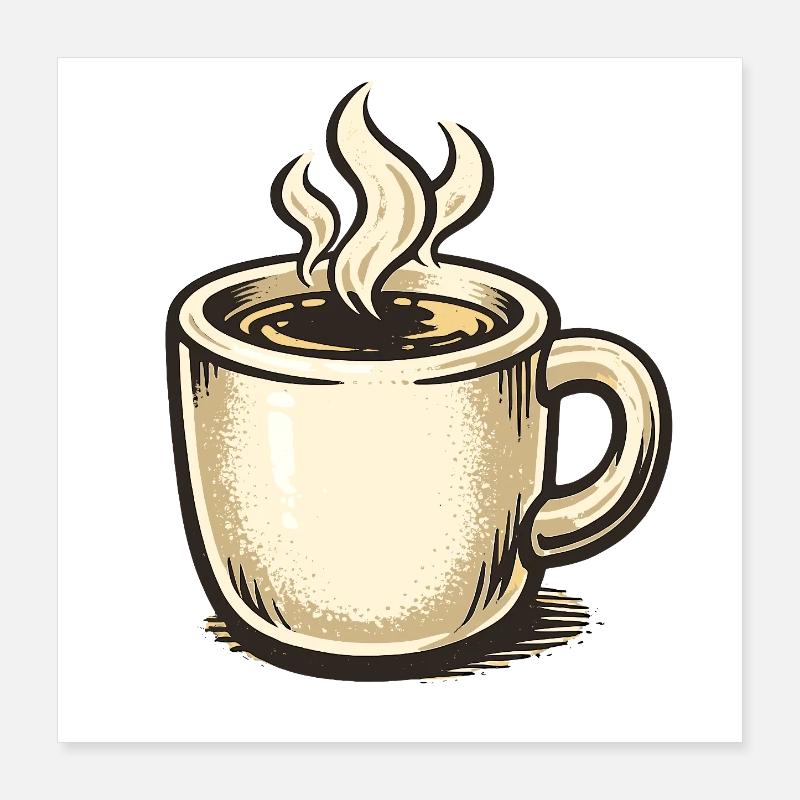 Coffee Whimsy Mug Sketch Poster 16" x 16" (40x40 cm)