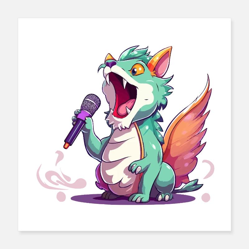 Singender Drachen-Star Poster 40x40 cm