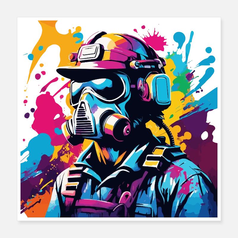 Vivid Gasmask Warrior Poster 16" x 16" (40x40 cm)