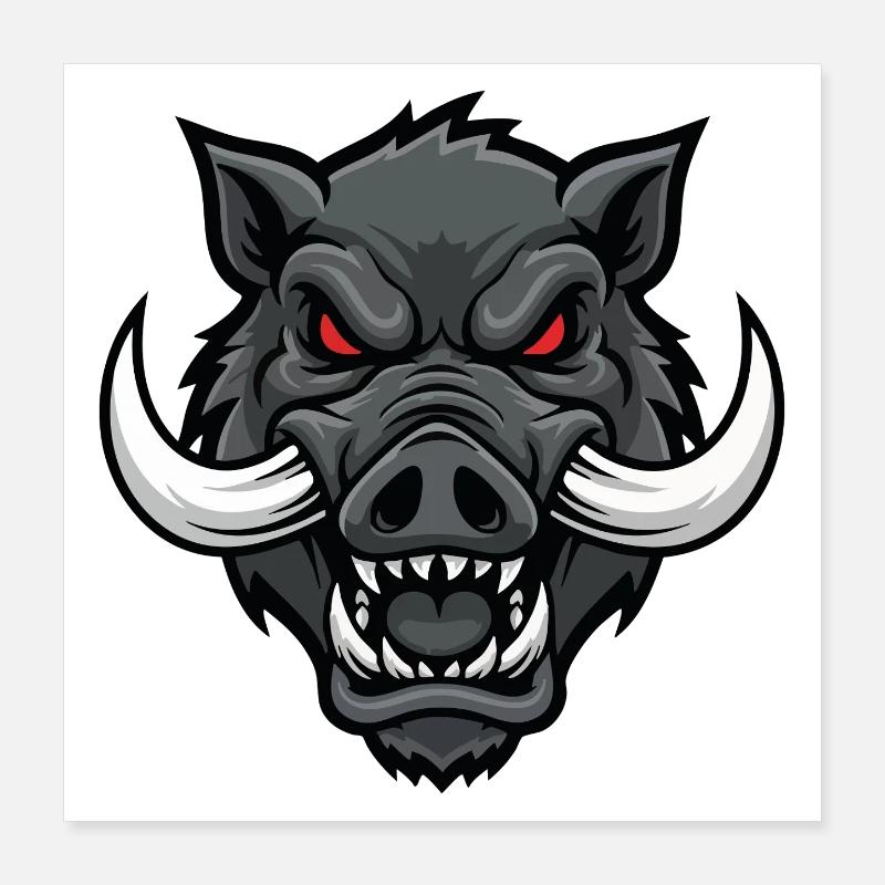 Alpha Boar Wrath Maskottchen-Maskottchenkopf Poster 40x40 cm