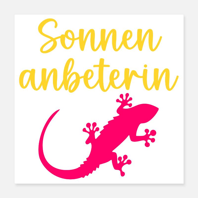 Sonnenanbeterin Eidechse Sommer Sonne Poster 40x40 cm