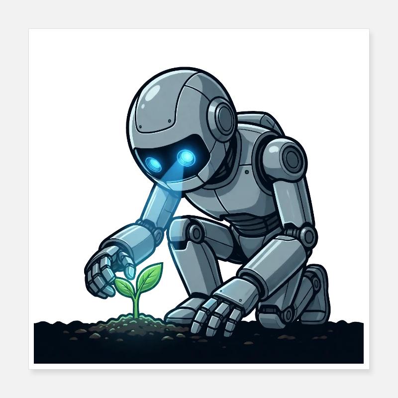 5 Le Robot Botaniste Poster 40 x 40 cm