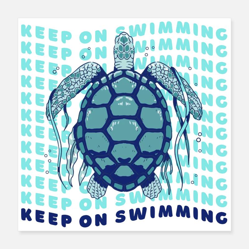 Graphique rétro de la Tortue de mer Keep On Swimming Poster 40 x 40 cm